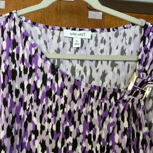 Nine West Purple and Black Patterned Sleeveless Top - Picture 3 of 3